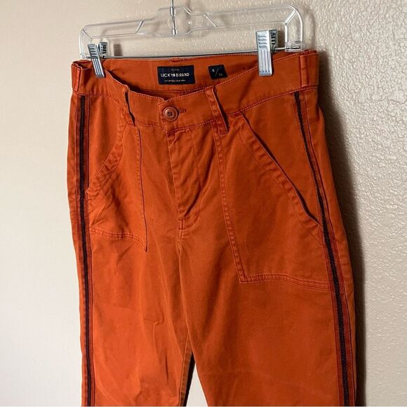 Lucky Brand Burnt Orange with Blue Side Stripe Utility Boyfriend Pants Size 6/28 - Picture 6 of 14